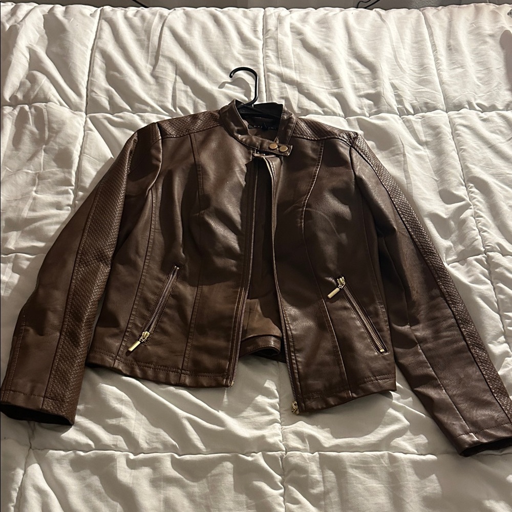 Brown Faux Leather Jacket